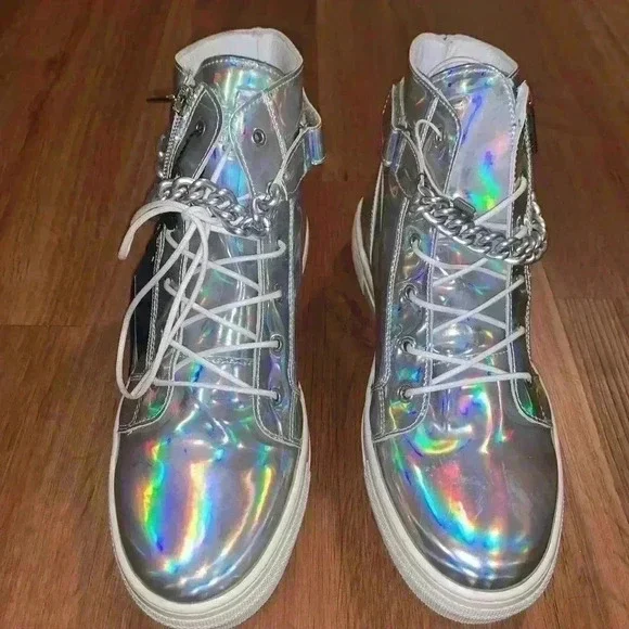 Armani Junior Girl’s Irridescent Hi-top Sneakers! NIB! 40 7